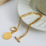 Coin Pendant Toggle clasp 18K Gold-Plated Bracelet
