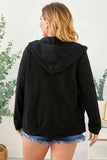 Plus Size Zip Up Hooded Jacket with Pocket - ONLINE ONLY