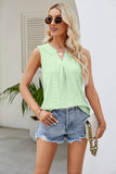 Notched Neck Curved Hem Eyelet Tank- ONLINE ONLY 2-10 DAY SHIPPING