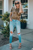 Women Leopard Short Flounce Sleeve Tee- ONLINE ONLY 2-10 DAY SHIPPING