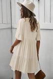 V Neck Button Up Solid Dress - In Store