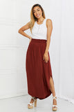 Zenana It's My Time Full Size Side Scoop Scrunch Skirt in Dark Rust - ONLINE ONLY 2-10 DAY SHIPPING