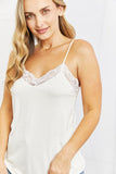 Celeste In The Moment Full Size Lace Detail Tank Top in White- ONLINE ONLY- 2-7 DAY SHIPPING