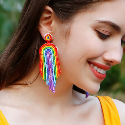 Bead Stainless Steel Rainbow Dangle Earrings- ONLINE ONLY