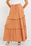 Zenana Summer Days Full Size Ruffled Maxi Skirt in Butter Orange - ONLINE ONLY 2-7 DAY SHIP