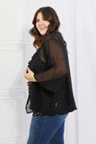 Melody Just Breathe Full Size Chiffon Kimono in Black - ONLINE ONLY 2-10 DAY SHIPPING