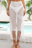 Fringe Hem Drawstring Waist Openwork Skirt- ONLINE ONLY 2-10 DAY SHIPPING
