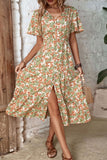 Floral V-Neck Front Slit Dress- ONLINE ONLY 2-10 DAY SHIPPING