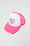 Fame Falling For You Trucker Hat in Pink- ONLINE ONLY 2-10 DAY SHIPPING
