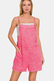 Zenana Washed Linen Knot Strap Rompers - ONLINE ONLY