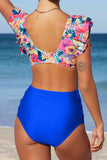 Two-Tone Flutter Sleeve Two-Piece Swimsuit