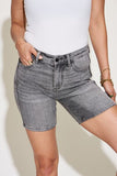 Judy Blue Full Size Washed Bermuda Denim Shorts - ONLINE ONLY