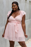 White Birch Full Size Short Sleeve Lace Woven Mini Dress - ONLINE ONLY 2-7 DAY SHIPPING