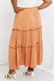 Zenana Summer Days Full Size Ruffled Maxi Skirt in Butter Orange - ONLINE ONLY 2-7 DAY SHIP