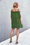 Cold-Shoulder Frill Trim Tiered Dress- ONLINE ONLY 2-10 DAY SHIPPING