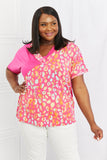 Celeste Wild Out Full Size Color Block V-Neck Top- ONLINE ONLY- 2-7 DAY SHIPPING