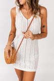 Openwork Sleeveless V-Neck Knit Dress- ONLINE ONLY 2-10 DAY SHIPPING