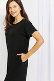 Zenana Chic in the City Full Size Rolled Short Sleeve Dress - ONLINE ONLY 2-10 DAY SHIPPING