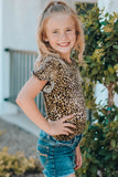 Girls Leopard Short Flounce Sleeve Tee- ONLINE ONLY 2-10 DAY SHIPPING
