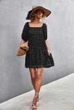 Swiss Dot Square Neck Half Balloon Sleeve Dress- ONLINE ONLY 2-10 DAY SHIPPING