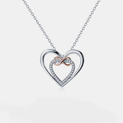 Heart Shape Inlaid Zircon 925 Sterling Silver Necklace