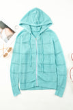 Zip-Up Raglan Sleeve Openwork Hooded Cardigan- ONLINE ONLY 2-10 DAY SHIPPING