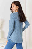 -Online Only -Double Take Round Neck Ribbed Long Sleeve T-Shirt