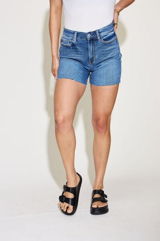 Judy Blue Full Size High Waist Slim Denim Shorts - ONLINE ONLY