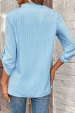 Striped Notched Roll-Tab Sleeve Shirt - ONLINE ONLY