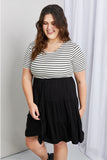Heimish Full Size Two-Tone Short Sleeve Spliced Dress- ONLINE ONLY 2-10 DAY SHIPPING