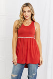 Celeste Next To You Full Size Lace Detail Sleeveless Top in Rust- ONLINE ONLY- 2-7 DAY SHIPPING