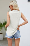 Notched Neck Curved Hem Eyelet Tank- ONLINE ONLY 2-10 DAY SHIPPING