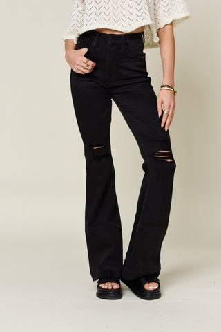 Judy Blue Full Size High Waist Distressed Flare Jeans - ONLINE ONLY