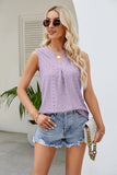 Notched Neck Curved Hem Eyelet Tank- ONLINE ONLY 2-10 DAY SHIPPING