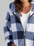 Plaid Zip-Up Hooded Jacket with Pockets- ONLINE ONLY