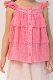 ODDI Girls Buttoned Ruffled Top- ONLINE ONLY 2-10 DAY SHIPPING