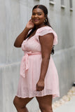 White Birch Full Size Short Sleeve Lace Woven Mini Dress - ONLINE ONLY 2-7 DAY SHIPPING