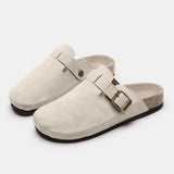 Suede Closed Toe Buckle Slide - ONLINE ONLY