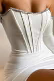 Off-Shoulder Long Sleeve Mini Dress with Rhinestone Detail- ONLINE ONLY 2-10 DAY SHIPPING