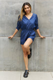 ODDI Full Size Puff Sleeve Denim Romper- ONLINE ONLY 2-10 DAY SHIPPING