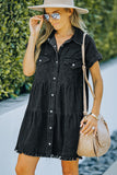 Button Front Raw Hem Denim Dress- ONLINE ONLY 2-10 DAY SHIPPING