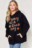 Simply Love Full Size Letter Graphic Long Sleeve Hoodie - ONLINE ONLY