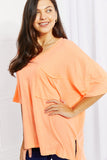 Zenana Neon Lights Full Size Raw Edge Pocket Tee - ONLINE ONLY 2-10 DAY SHIPPING
