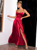 Spaghetti Strap Lace-Up Back Split Dress- ONLINE ONLY 2-10 DAY SHIPPING