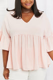 Celeste Look At Me Full Size Flowy Ruffle Sleeve Top in Pink- ONLINE ONLY- 2-7 DAY SHIPPING