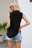 Notched Neck Curved Hem Eyelet Tank- ONLINE ONLY 2-10 DAY SHIPPING