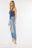 Kancan High Waist Chewed Up Straight Mom Jeans - ONLINE ONLY