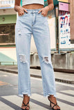 Distressed Buttoned Loose Fit Jeans