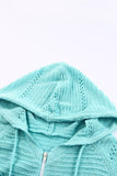 Zip-Up Raglan Sleeve Openwork Hooded Cardigan- ONLINE ONLY 2-10 DAY SHIPPING