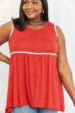 Celeste Next To You Full Size Lace Detail Sleeveless Top in Rust- ONLINE ONLY- 2-7 DAY SHIPPING